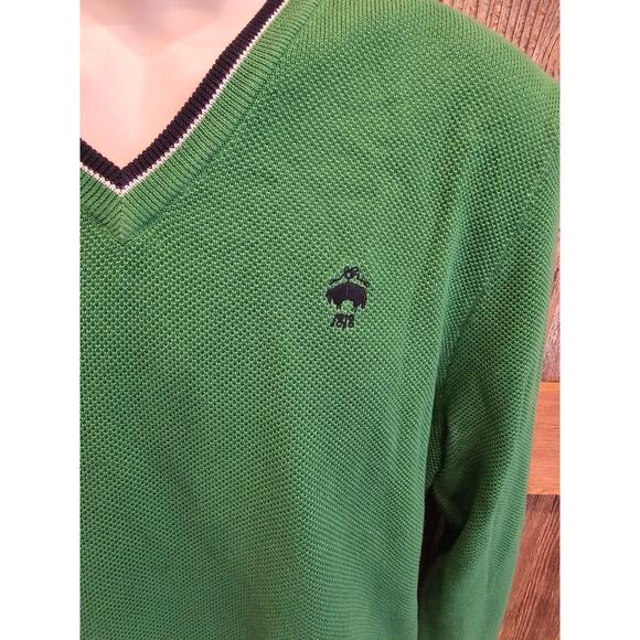 Brooks brothers vintage 90s supima cotton knit sweater pullover green preppy L _ - Picture 3 of 7